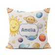 Custom Name Solar System Sun Earth Saturn Planets Stars Seamless Square Filled Cushion Throw Pillow Sofa Bed Home Decor Zip Washable UK Made