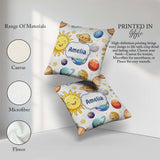 Custom Name Solar System Sun Earth Saturn Planets Stars Seamless Square Filled Cushion Throw Pillow Sofa Bed Home Decor Zip Washable UK Made