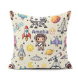Custom Name Space Astronaut Rockets UFO Telescope Stars Seamless Square Filled Cushion Throw Pillow Sofa Bed Home Decor Zip Washable UK Made
