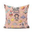 Custom Name Space Astronaut Rockets UFO Telescope Stars Seamless Square Filled Cushion Throw Pillow Sofa Bed Home Decor Zip Washable UK Made