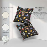 Custom Name Space Astronaut Rockets UFO Stars Seamless Dark Grey Square Filled Cushion Throw Pillow Sofa Bed Home Decor Zip Washable UK Made