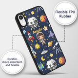 Space Astronaut Rockets UFO Decorative Design Custom Name Protective Phone Case Mobile Cover Durable Everyday Smartphone Shock Resistant