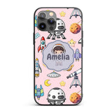 Space Astronaut Rockets UFO Decorative Design Custom Name Protective Phone Case Mobile Cover Durable Everyday Smartphone Shock Resistant