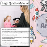 Space Astronaut Rockets UFO Telescope Stars Seamless Blush Green  Personalised Custom Name Super Soft Fleece Blanket Bed Sofa Throw