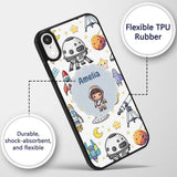 Space Astronaut Rockets UFO Decorative Design Custom Name Protective Phone Case Mobile Cover Durable Everyday Smartphone Shock Resistant