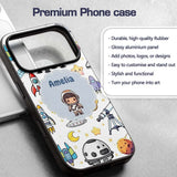 Space Astronaut Rockets UFO Decorative Design Custom Name Protective Phone Case Mobile Cover Durable Everyday Smartphone Shock Resistant