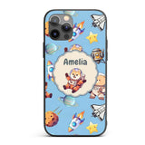 Space Dog Bear Astronaut Rockets Planets Stars Custom Name Protective Phone Case Mobile Cover Durable Everyday Smartphone Shock Resistant