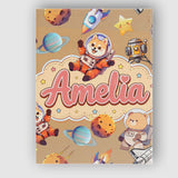 Personalised Name Space Dog Bear Astronaut Custom  Unique Gift Idea Elegant Feature Canvas Wall Art Print Decor Picture Ready to Hang