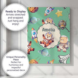 Personalised Name Space Dog Bear Astronaut Custom  Unique Gift Idea Elegant Feature Canvas Wall Art Print Decor Picture Ready to Hang