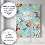 Personalised Name Space Dog Bear Astronaut Custom  Unique Gift Idea Elegant Feature Canvas Wall Art Print Decor Picture Ready to Hang