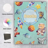 Personalised Name Space Dog Bear Astronaut Custom  Unique Gift Idea Elegant Feature Canvas Wall Art Print Decor Picture Ready to Hang