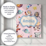Personalised Name Space Dog Bear Astronaut Custom  Unique Gift Idea Elegant Feature Canvas Wall Art Print Decor Picture Ready to Hang
