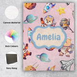 Personalised Name Space Dog Bear Astronaut Custom  Unique Gift Idea Elegant Feature Canvas Wall Art Print Decor Picture Ready to Hang