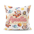 Custom Name Space Dog Bear Astronaut Rockets Planets Stars Light Square Filled Cushion Throw Pillow Sofa Bed Home Decor Zip Washable UK Made