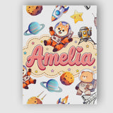 Personalised Name Space Dog Bear Astronaut Custom  Unique Gift Idea Elegant Feature Canvas Wall Art Print Decor Picture Ready to Hang
