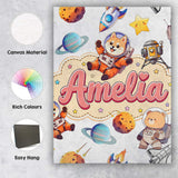 Personalised Name Space Dog Bear Astronaut Custom  Unique Gift Idea Elegant Feature Canvas Wall Art Print Decor Picture Ready to Hang