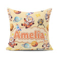 Custom Name Space Dog Bear Astronaut Planets Stars Seamless Soft Square Filled Cushion Throw Pillow Sofa Bed Home Decor Zip Washable UK Made