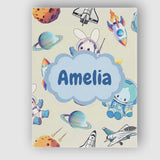Personalised Name Bunny Astronaut Cat Space Custom  Bespoke Interior Contemporary Canvas Wall Art Print Decor Picture Ready to Hang