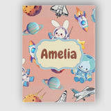 Personalised Name Bunny Astronaut Cat Space Custom  Bespoke Interior Contemporary Canvas Wall Art Print Decor Picture Ready to Hang