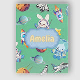 Personalised Name Bunny Astronaut Cat Space Custom  Bespoke Interior Contemporary Canvas Wall Art Print Decor Picture Ready to Hang