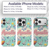 Bunny Astronaut Cat Space Rockets Planets Stars Custom Name Protective Phone Case Mobile Cover Durable Everyday Smartphone Shock Resistant
