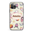 Cat Astronaut Girl Rockets Stars Space Seamless Custom Name Protective Phone Case Mobile Cover Durable Everyday Smartphone Shock Resistant