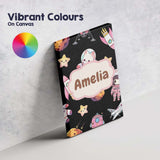 Personalised Name Cat Astronaut Girl Custom Premium Decorative Design Modern Room Accent Canvas Wall Art Print Decor Picture Ready to Hang
