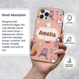 Cat Astronaut Girl Rockets Stars Space Seamless Custom Name Protective Phone Case Mobile Cover Durable Everyday Smartphone Shock Resistant