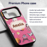 Cat Astronaut Girl Rockets Stars Space Seamless Custom Name Protective Phone Case Mobile Cover Durable Everyday Smartphone Shock Resistant