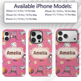 Cat Astronaut Girl Rockets Stars Space Seamless Custom Name Protective Phone Case Mobile Cover Durable Everyday Smartphone Shock Resistant