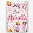 Cat Astronaut Girl Rockets Stars Space Seamless Light Pink  Personalised Custom Name Super Soft Fleece Blanket Bed Sofa Throw