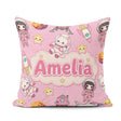 Custom Name Cat Astronaut Girl Rockets Stars Space Seamless Dark Square Filled Cushion Throw Pillow Sofa Bed Home Decor Zip Washable UK Made