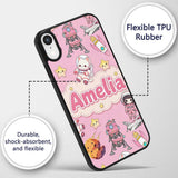Cat Astronaut Girl Rockets Stars Space Seamless Custom Name Protective Phone Case Mobile Cover Durable Everyday Smartphone Shock Resistant