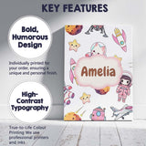 Personalised Name Cat Astronaut Girl Custom Premium Decorative Design Modern Room Accent Canvas Wall Art Print Decor Picture Ready to Hang