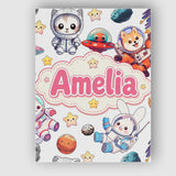 Personalised Name Space Animals Astronaut Custom  Unique Gift Idea Elegant Feature Canvas Wall Art Print Decor Picture Ready to Hang