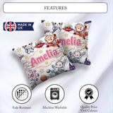 Custom Name Space Animals Astronaut Dog Bunny UFO Stars Seamless Square Filled Cushion Throw Pillow Sofa Bed Home Decor Zip Washable UK Made