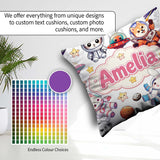 Custom Name Space Animals Astronaut Dog Bunny UFO Stars Seamless Square Filled Cushion Throw Pillow Sofa Bed Home Decor Zip Washable UK Made
