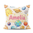 Custom Name Solar System Planets Stars Space Seamless White Name Square Filled Cushion Throw Pillow Sofa Bed Home Decor Zip Washable UK Made