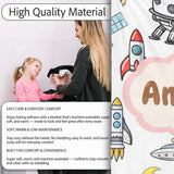 Astronaut Rockets Satellites UFO Space Seamless Light Background  Personalised Custom Name Super Soft Fleece Blanket Bed Sofa Throw