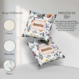 Custom Name Astronaut Rockets Satellites UFO Seamless Background Square Filled Cushion Throw Pillow Sofa Bed Home Decor Zip Washable UK Made