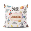 Custom Name Astronaut Rockets Satellites UFO Seamless Background Square Filled Cushion Throw Pillow Sofa Bed Home Decor Zip Washable UK Made