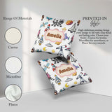 Custom Name Astronaut Rockets Satellites UFO Seamless Background Square Filled Cushion Throw Pillow Sofa Bed Home Decor Zip Washable UK Made