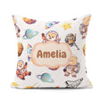 Custom Name Space Dog Bear Astronaut Rockets Seamless Background Square Filled Cushion Throw Pillow Sofa Bed Home Decor Zip Washable UK Made
