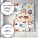 Personalised Name Space Dog Bear Astronaut Custom  Unique Gift Idea Elegant Feature Canvas Wall Art Print Decor Picture Ready to Hang
