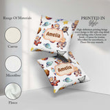 Custom Name Space Dog Bear Astronaut Rockets Seamless Background Square Filled Cushion Throw Pillow Sofa Bed Home Decor Zip Washable UK Made