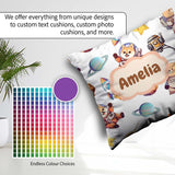 Custom Name Space Dog Bear Astronaut Rockets Seamless Background Square Filled Cushion Throw Pillow Sofa Bed Home Decor Zip Washable UK Made