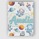 Personalised Name Space Bunny Cat Astronaut Custom  Bespoke Interior Contemporary Canvas Wall Art Print Decor Picture Ready to Hang