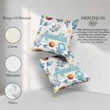 Custom Name Space Bunny Astronaut Rockets Planets Seamless White Square Filled Cushion Throw Pillow Sofa Bed Home Decor Zip Washable UK Made