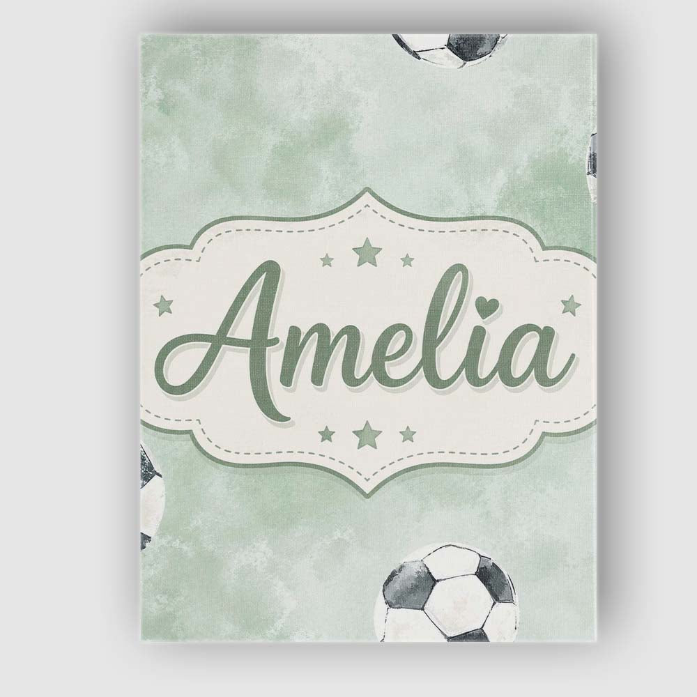 Personalised Name Watercolor Soccer Balls Custom  Unique Gift Idea Elegant Feature Canvas Wall Art Print Decor Picture Ready to Hang