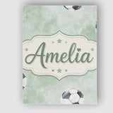 Personalised Name Watercolor Soccer Balls Custom  Unique Gift Idea Elegant Feature Canvas Wall Art Print Decor Picture Ready to Hang